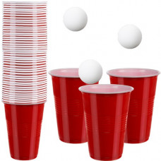Beer Pong spēle - 50 glāzes - sarkanas (16663-uniw)