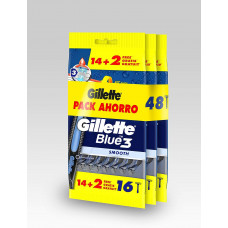 Gillette Blue3 vīriešu vienreizējās lietošanas skuveklis, 48 ​​asmeņi (3 x 16) (Atvērts iepakojums)