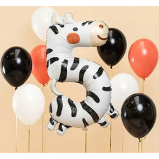 Folija dzimšanas dienas balona numurs "5" - Zebra 68x98 cm