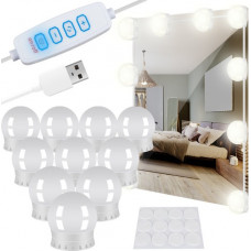 LED USB lampiņas spogulim - tualetes galdiņam - 10.gab (15926-uniw)