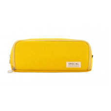 School pencil triple sachet make-up bag 3-in-1 yellow