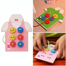 Educational set for learning to sew buttons pink