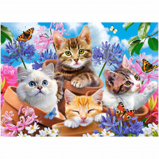 Puzle 120el. Kaķēni ar ziediem – kaķi ziedos