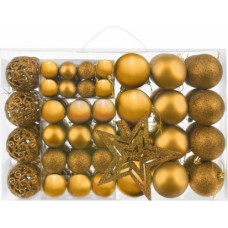 Ziemassvētku eglīšu bumbas - 100 gab + zelta zvaigzne (14784-uniw)