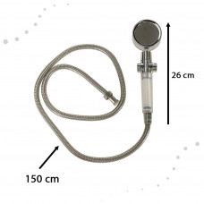 Shower handset with turbine and hose silver