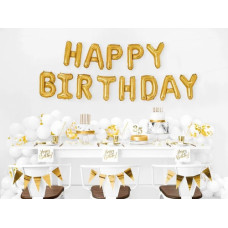 Foil balloon birthday decoration Happy Birthday gold 340cm x 35cm