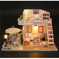 Dollhouse bunkhouse wooden model to assemble LED