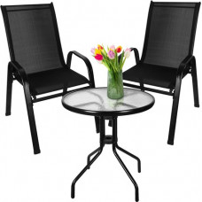 Balkona mēbeļu komplekts - galds + 2 krēsli - melns (16481-uniw)