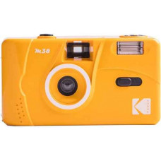 Kodak M38 35 mm filmiņu kamera ar zibspuldzi dzeltenā krāsā