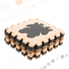 Children's foam mat puzzle 9el. beige-brown-black 85cm x 85cm x 1cm