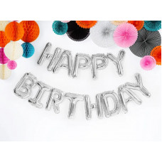 Dzimšanas dienas dekorācija ar folijas balonu,Happy Birthday sudrabs 340cm x 35cm
