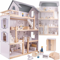 Wooden doll house + furniture 80cm
