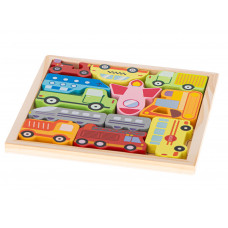 Wooden puzzle match shapes vehicles