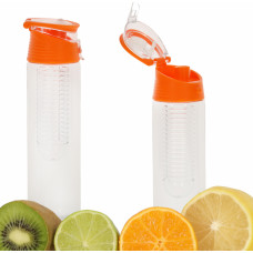 Water bottle bidon with fruit insert 800ml orange