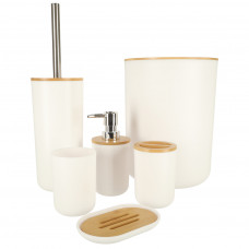 Bathroom set brush dispenser set of 6 items white