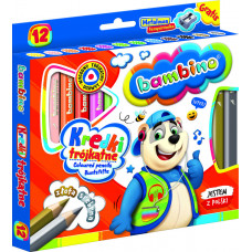 BAMBINO Triangular Crayons in wooden frame 12 colors + sharpener