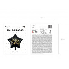 Daudz laimes dzimšanas dienā zvaigznītes folijas balons 40 cm melns