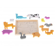 Wooden puzzle match shapes animals