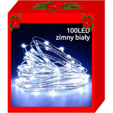 100 LED lampu vads - auksti balts - ar akumulatoru darbināms (13173-uniw)