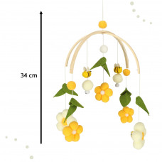 Carousel crib plush pendants flowers yellow