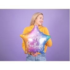 Daudz laimes dzimšanas dienā zvaigznītes folijas balons 40cm krāsains
