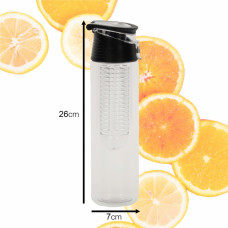 Water bottle bidon with fruit insert 800ml black