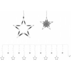 LED gaismas aizkars - zvaigznes - auksti balts (13175-uniw)