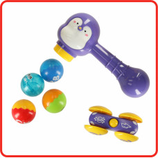 Interactive 3-in-1 ball track ball pounder with hammers penguin + car