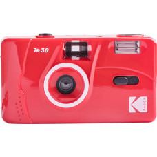 Kodak M38 35 mm filmiņu kamera ar zibspuldzi koši sarkanā krāsā
