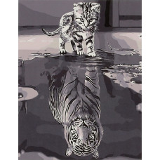 Attēlu gleznojums pēc cipariem 40x50cm kaķis un tīģeris