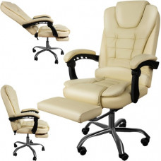 CREAM SWIVEL CHAIR WITH EXTENDABLE FOOTREST AND LYING FUNCTION (17382-uniw)