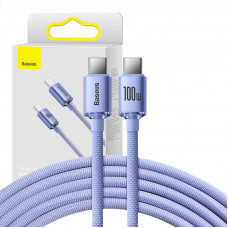 Baseus Crystal Shine kabelis no USB-C līdz USB-C, 100 W, 1,2 m (violeta)