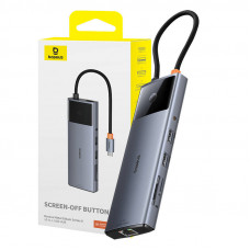 Baseus Hub 10in1 Baseus Metal Gleam II Series, USB-C to 1xHDMI, USB-A (10Gbps), USB-C, 2xUSB-A, Ethernet RJ45, SD/TF card, mini-jack 3,5mm, USB-C(PD)