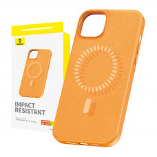 Baseus Magnetic Phone Case for iPhone 15 Pro Baseus Fauxther Series (Orange)