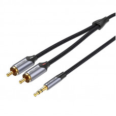 Audio kabeļi 2xRCA līdz 3,5 mm Vention BCNBK 8 m (pelēks)
