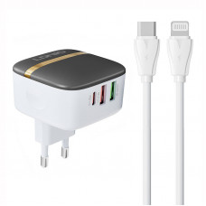Ldnio Wall charger LDNIO A3513Q 2USB, USB-C 32W + USB-C - Lightning cable