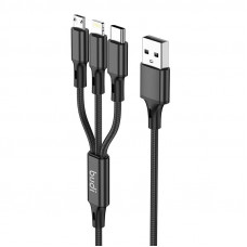 Budi 3in1 USB to USB-C / Lightning / Micro USB Cable 1m (Black)