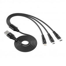 Vipfan USB Cable Vipfan X16 3w1 USB-C/Lightning/Micro 66W 3.5A  (czarny)