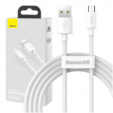 Baseus vienkāršā Wisdom datu kabeļa komplekts no USB uz Micro 2.1A (2 gab./komplektā) 1,5 m balts