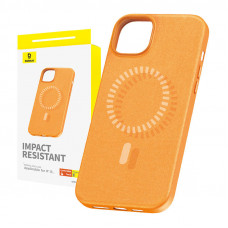Baseus Magnetic Phone Case for iPhone 15 Baseus Fauxther Series (Orange)