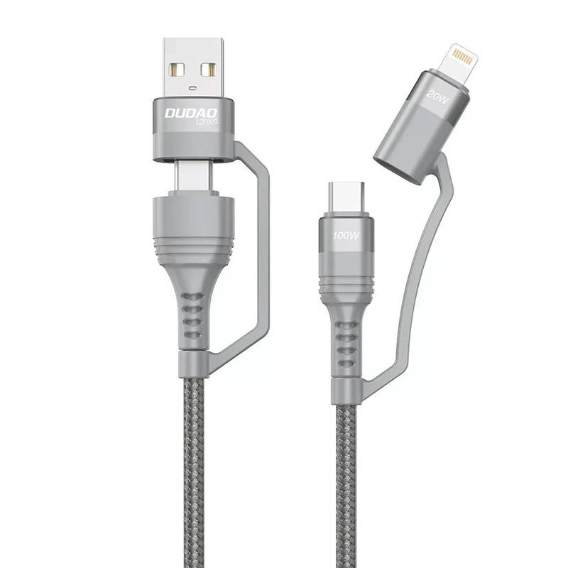 Dudao USB cable Dudao L20xs 4in1 USB-C / Lightning / USB-A 2.4A, 1m (gray)