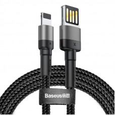 Baseus Lightning USB kabelis (atgriezenisks) Baseus Cafule 2.4A 1m (pelēki melns)