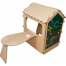 Wooden house for children with board and table