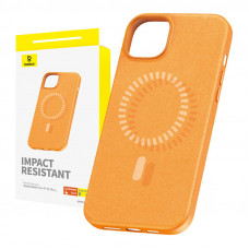 Baseus Magnetic Phone Case for iPhone 15 Plus Baseus Fauxther Series (Orange)