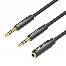 Vention Cable Audio 2x 3.5mm Male to 3.5mm Female Vention BBOBY 0.3m (black)