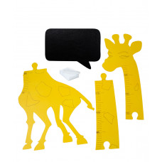Growth measure wooden giraffe 125 cm yellow + chalkboard 32 x 44 cm