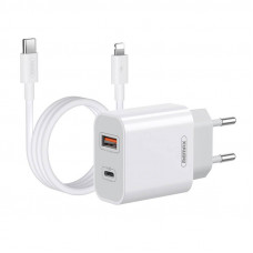Remax Wall charger Remax, RP-U68, USB-C, USB, 20W (white) + Lightning cable
