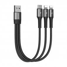 Joyroom USB cable Joyroom S-01530G10 3in1 USB-C / 2x Lightning 3.5A 0.15m (black)