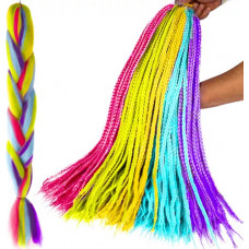 Synthetic hair rainbow braids 23571