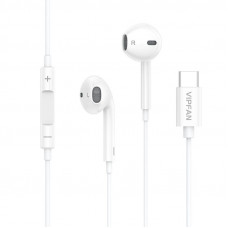 Vipfan Wired in-ear headphones Vipfan M14, USB-C, 1.1m (white)